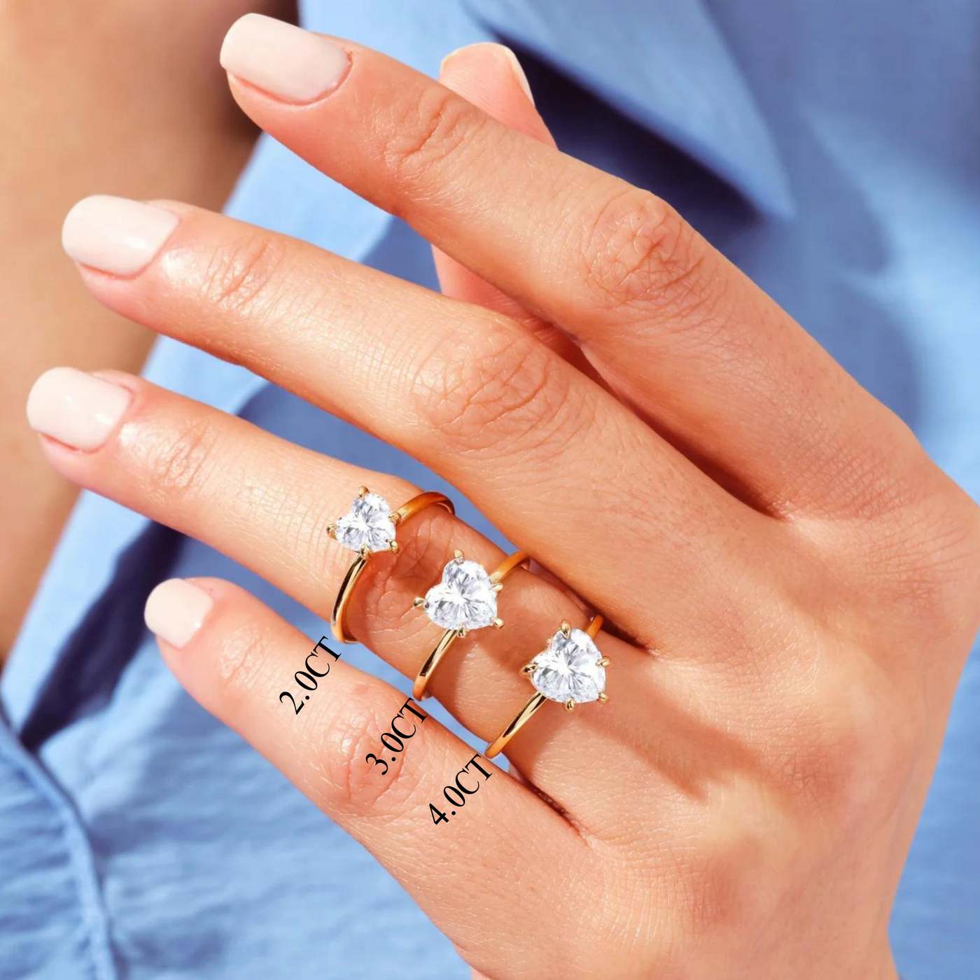 2.0CT Heart Cut Diamond Solitaire Moissanite Engagement Ring