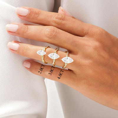 2.0CT Marquise Diamond Twisted Pave Setting Moissanite Engagement Ring