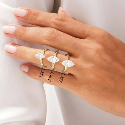 1.0CT Marquise Diamond Twisted Pave Setting Moissanite Engagement Ring