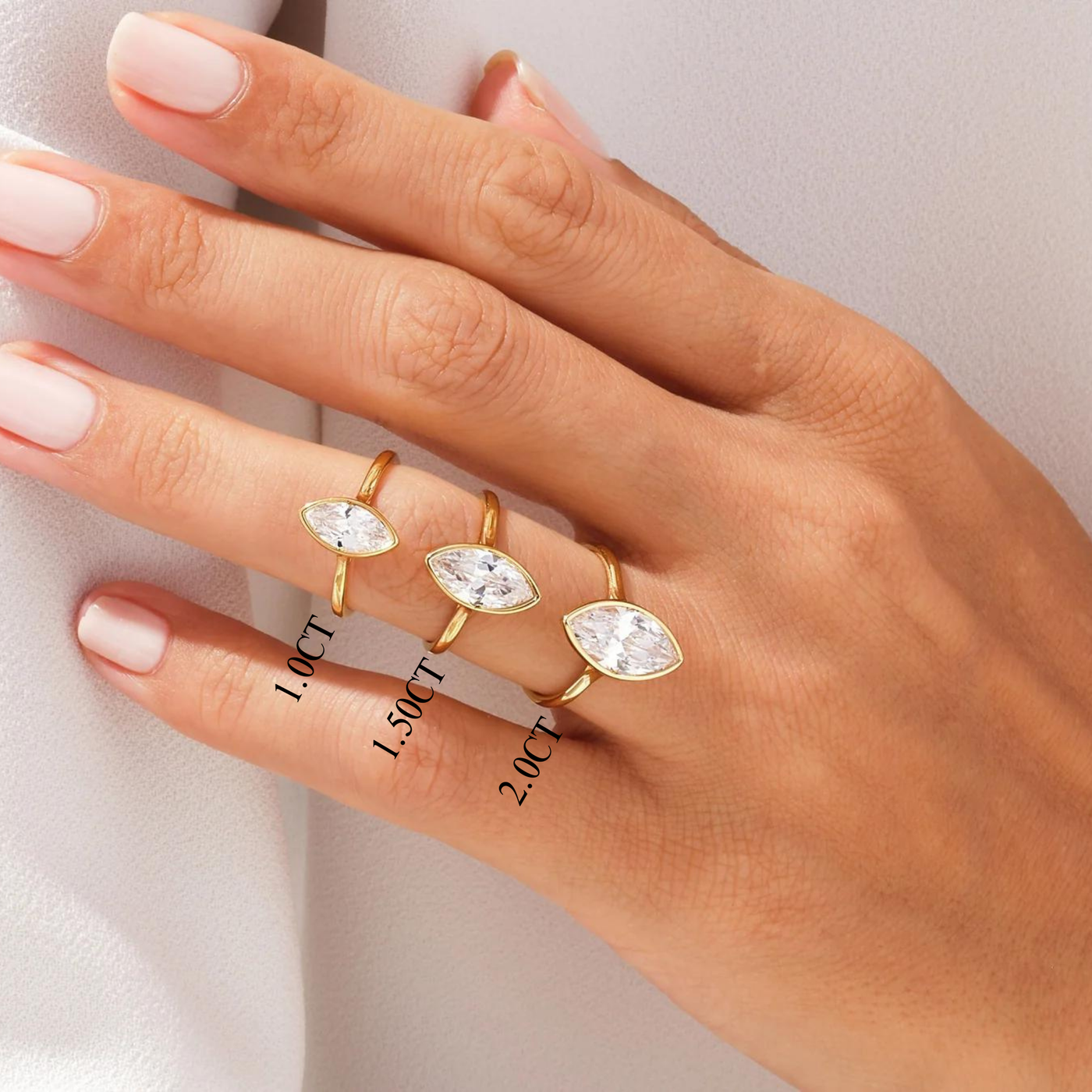 1.0CT Marquise Diamond Bezel Setting Solitaire Moissanite Engagement Ring