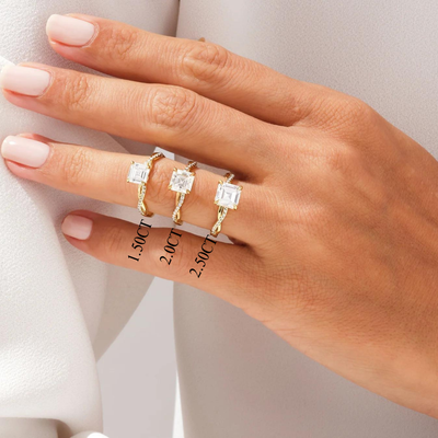 1.50CT Asscher Diamond Twisted Pave Setting Moissanite Engagement Ring