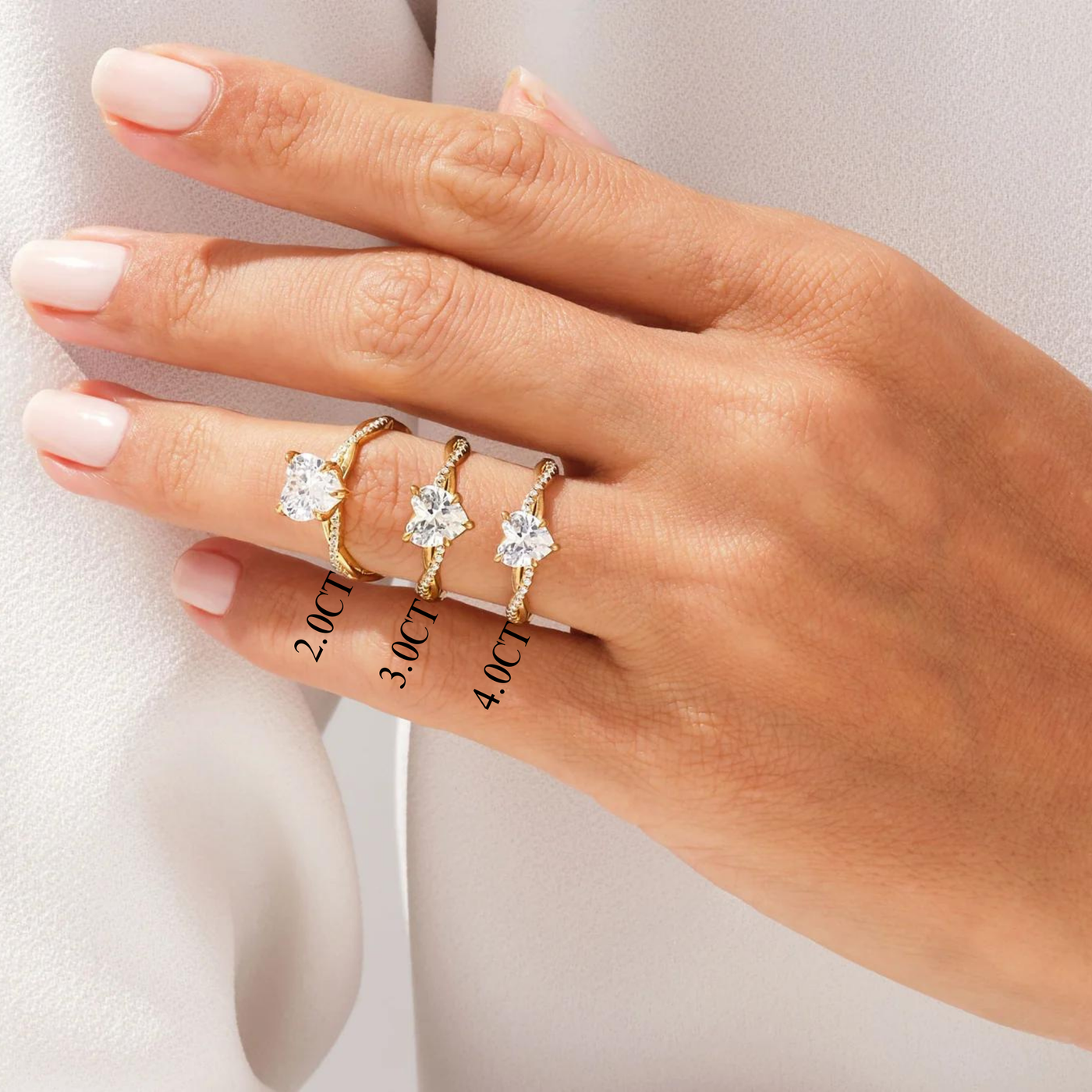 2.0CT Heart Diamond Twisted Pave Setting Moissanite Engagement Ring