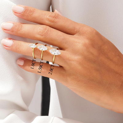 1.0CT Marquise Diamond Knife Edge Solitaire Moissanite Engagement Ring