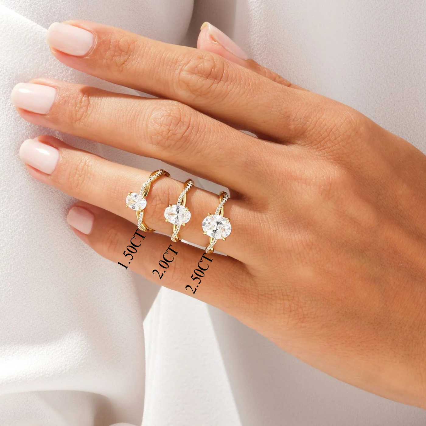 1.50CT Oval Diamond Twisted Pave Setting Moissanite Engagement Ring