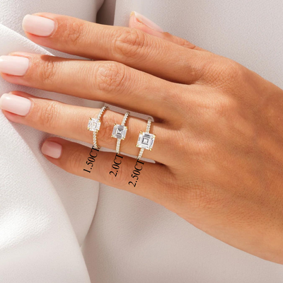 1.50CT Asscher Diamond Pave Setting Moissanite Engagement Ring