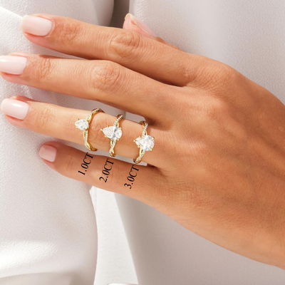 1.0CT Pear Diamond Twisted Pave Setting Moissanite Engagement Ring