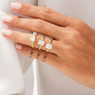 1.50CT Radiant Diamond Twisted Pave Setting Moissanite Engagement Ring