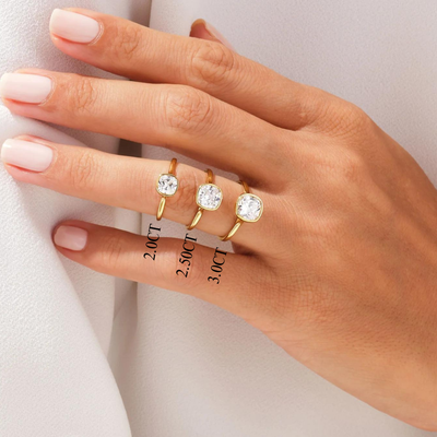 2.0CT Cushion Cut Bezel Setting Solitaire Moissanite Engagement Ring