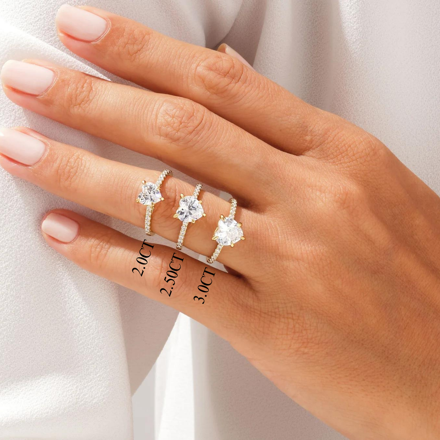 2.0CT Heart Diamond Pave Setting Moissanite Engagement Ring