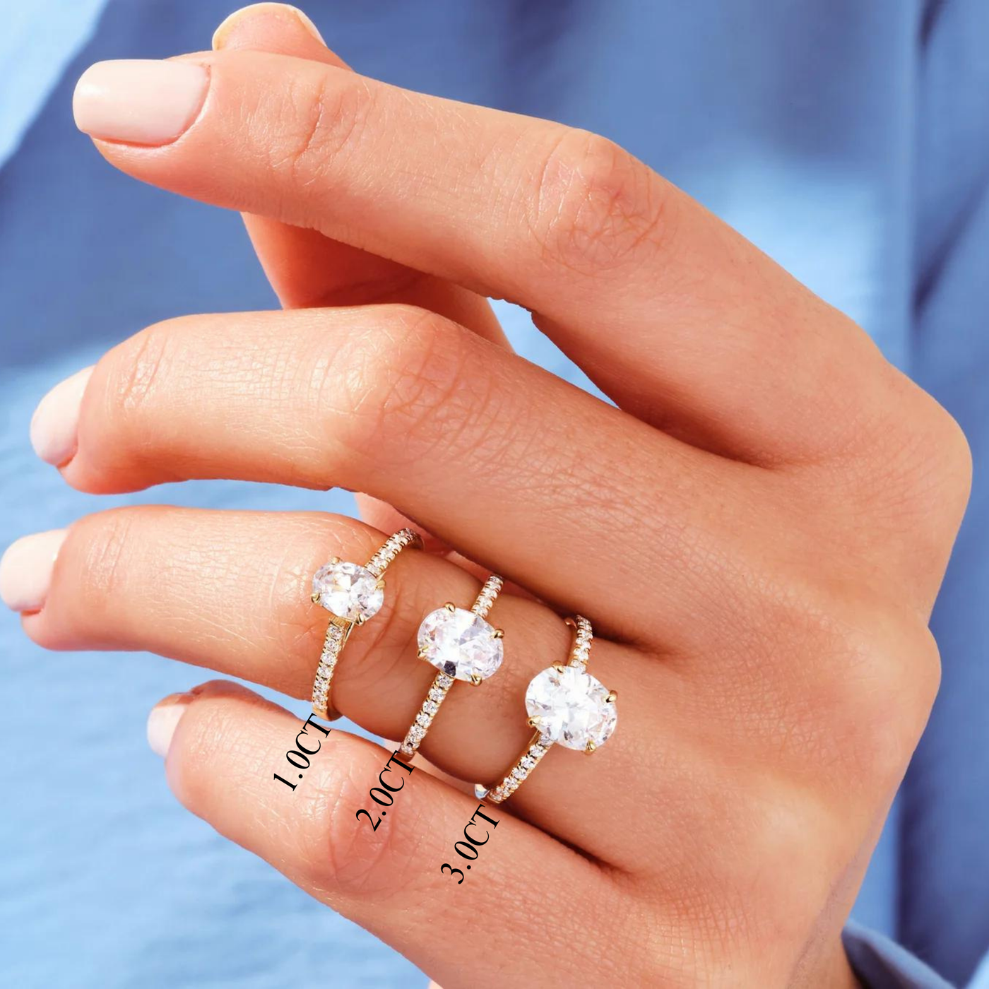 1.0CT Oval Diamond Pave Setting Moissanite Engagement Ring