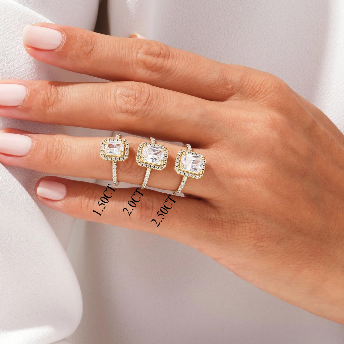 1.50CT Radiant Diamond Halo Pave Setting Moissanite Engagement Ring