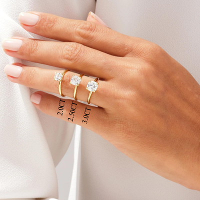 2.0CT Cushion Diamond Kinfe Edge Solitaire Moissanite Engagement Ring