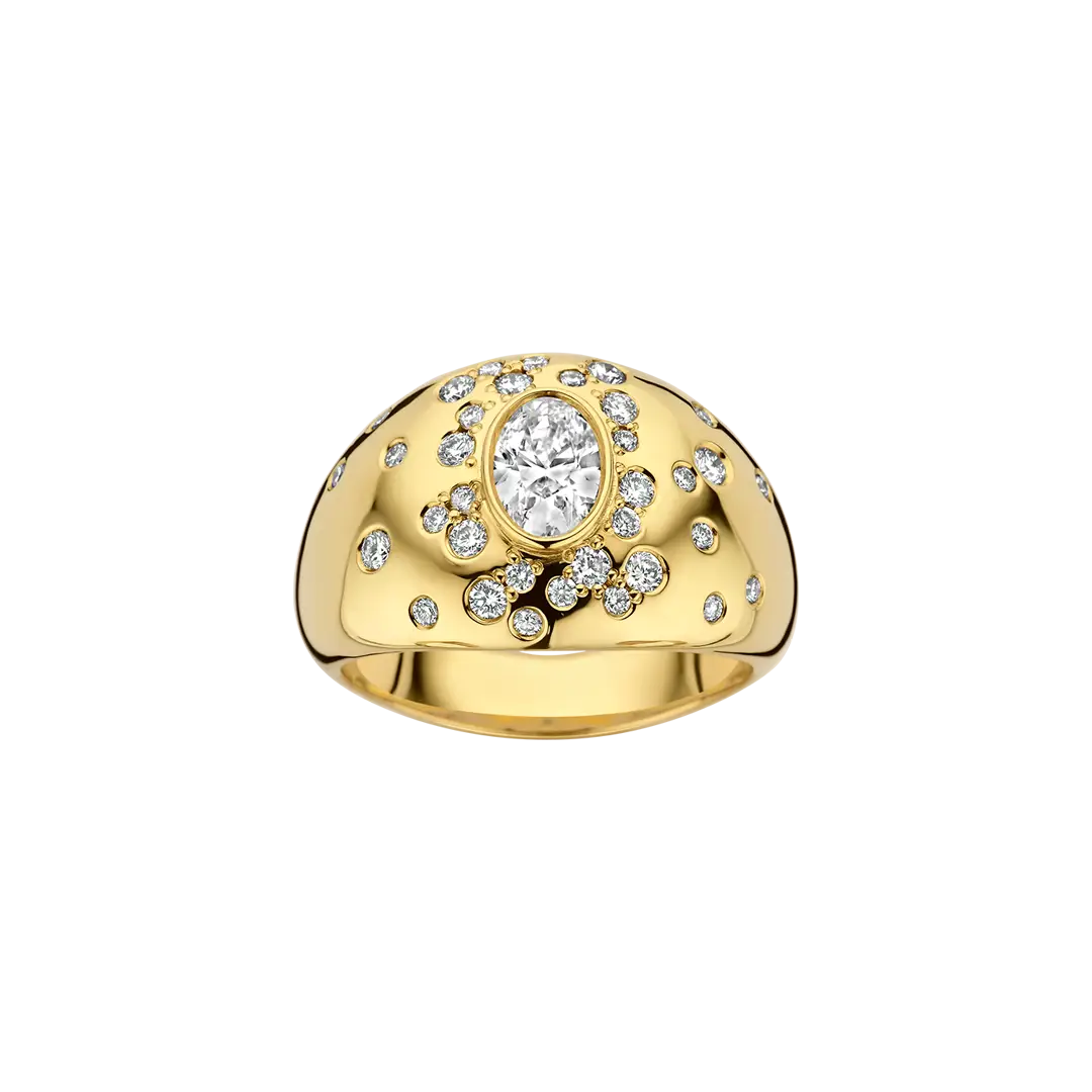 0.50CT Oval Cut Flush Set Dome Engagement Ring