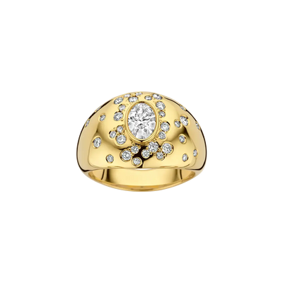 0.50CT Oval Cut Flush Set Dome Engagement Ring