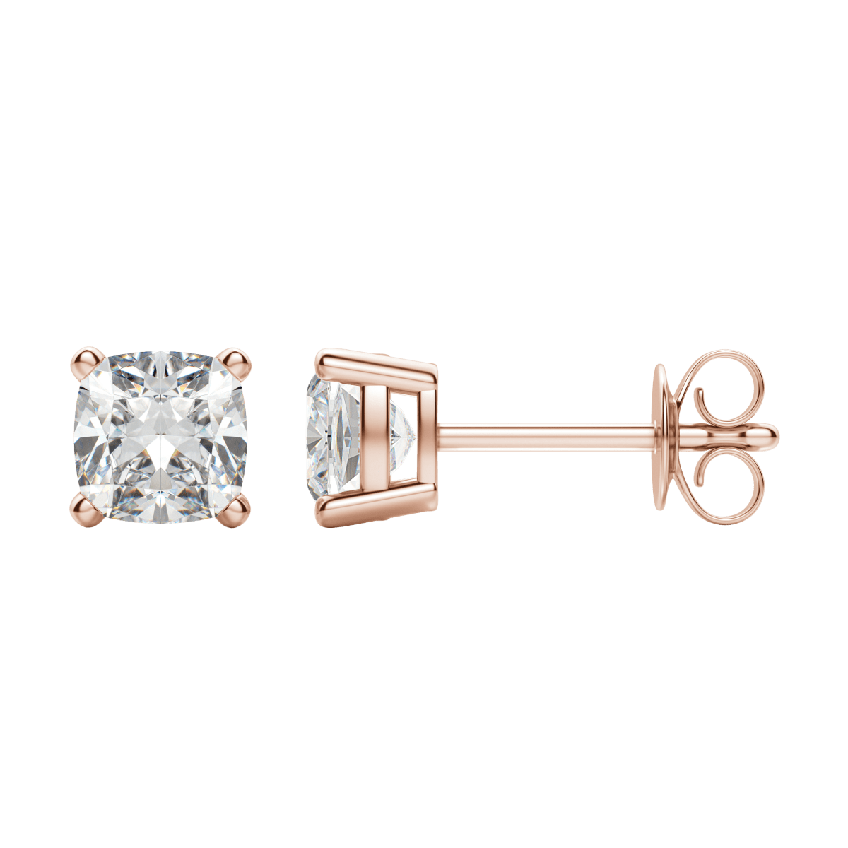 0.50 CT-2.0 CT Cushion Solitaire F/VS Lab Grown Diamond Earrings