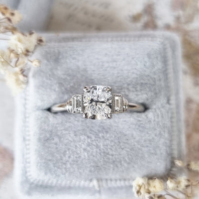 1.0-3.0 CT Cushion Cut Three Stone Lab Grown Diamond Engagement Ring