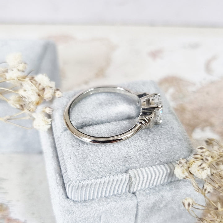 1.0-3.0 CT Cushion Cut Three Stone Lab Grown Diamond Engagement Ring