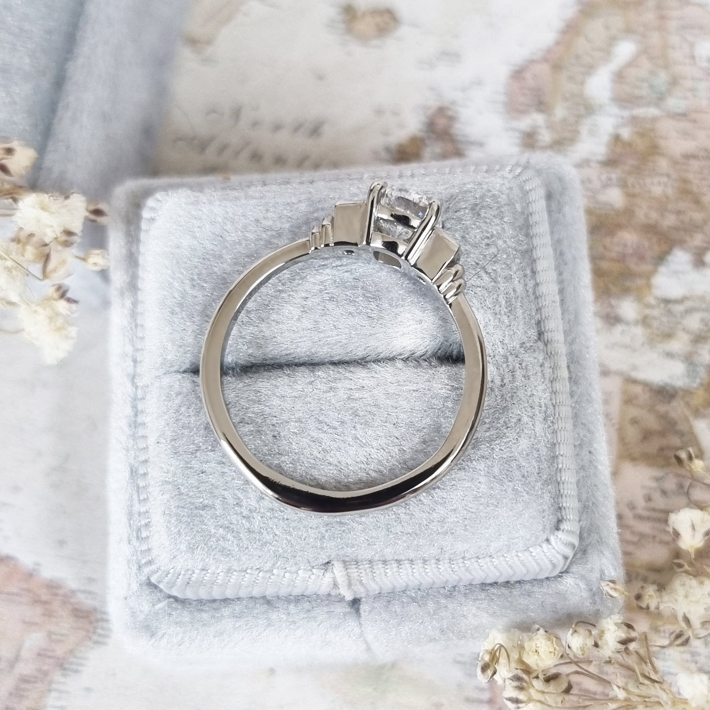 1.0-3.0 CT Cushion Cut Three Stone Lab Grown Diamond Engagement Ring