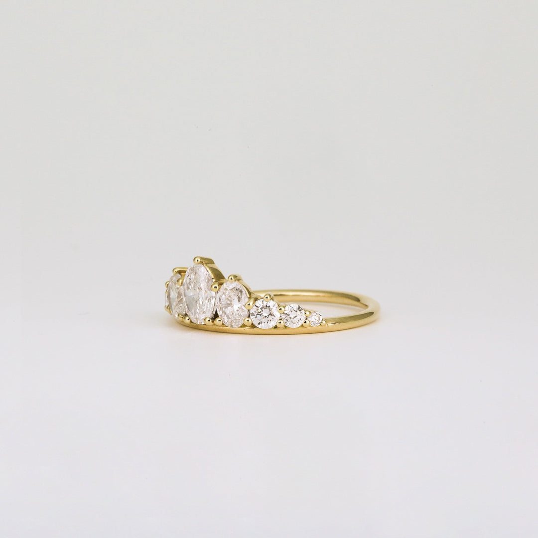 0.95 TCW Oval & Round Lab Grown Diamond Pave Wedding Band