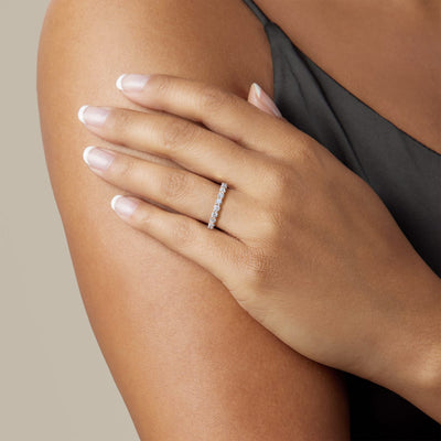 Round Cut Semi Eternity (3\4) Diamond Wedding Band For Women