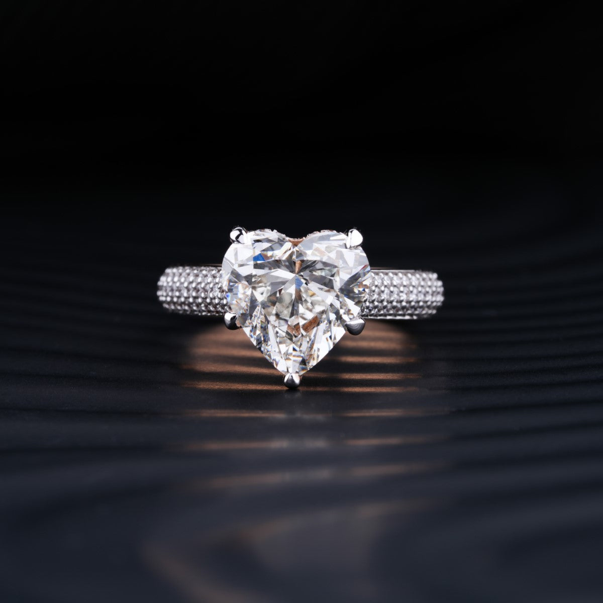 2.0 CT Heart Cut Hidden Halo Moissanite Diamond Pave Engagement Ring