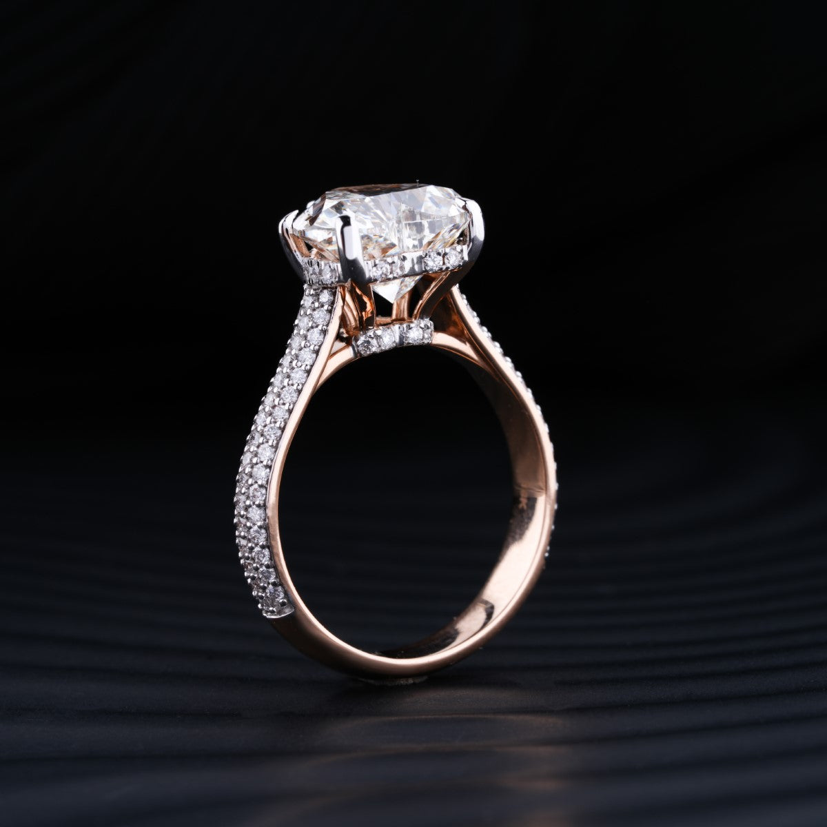 2.0 CT Heart Cut Hidden Halo Moissanite Diamond Pave Engagement Ring