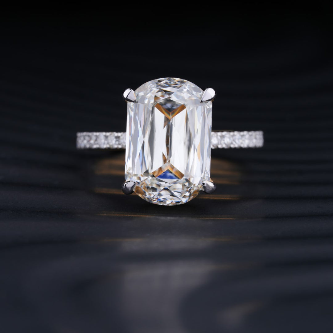 6.0 CT Ashoka Cut Hidden Halo Moissanite Diamond Pave Engagement Ring