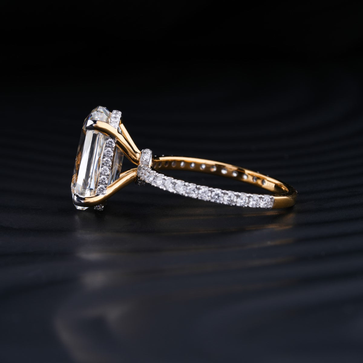 6.0 CT Elongated Cushion Cut Hidden Halo Moissanite Diamond Pave Engagement Ring