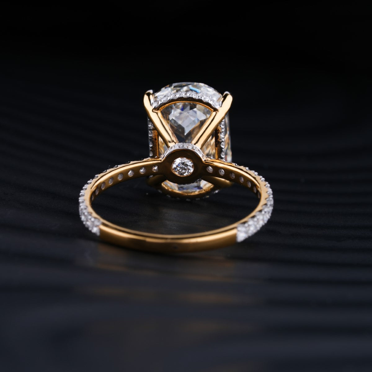 6.0 CT Elongated Cushion Cut Hidden Halo Moissanite Diamond Pave Engagement Ring