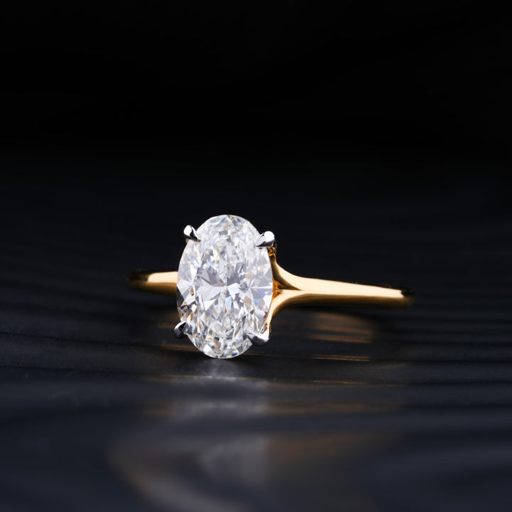 3.0 CT Oval Cut Moissanite Solitaire Engagement Ring