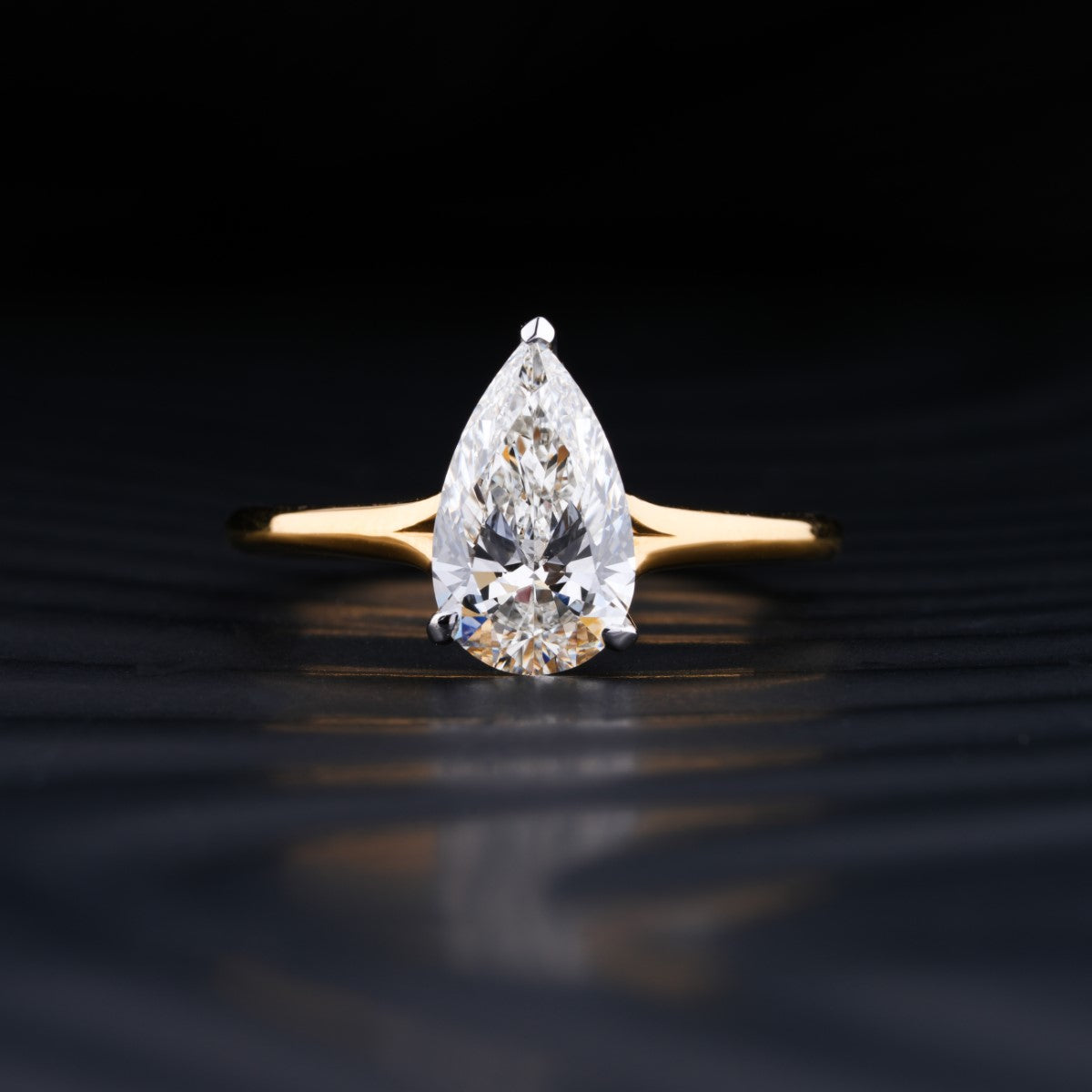 2.0 CT Pear Cut Moissanite Solitaire Engagement Ring