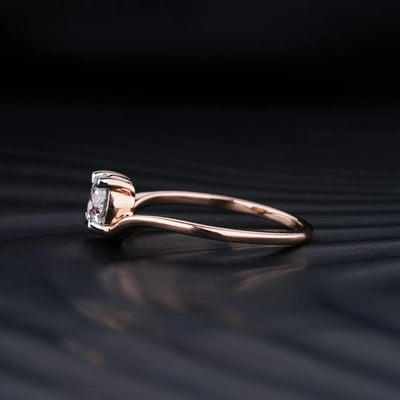 2.0 CT Round Cut Moissanite Solitaire Curved Engagement Ring