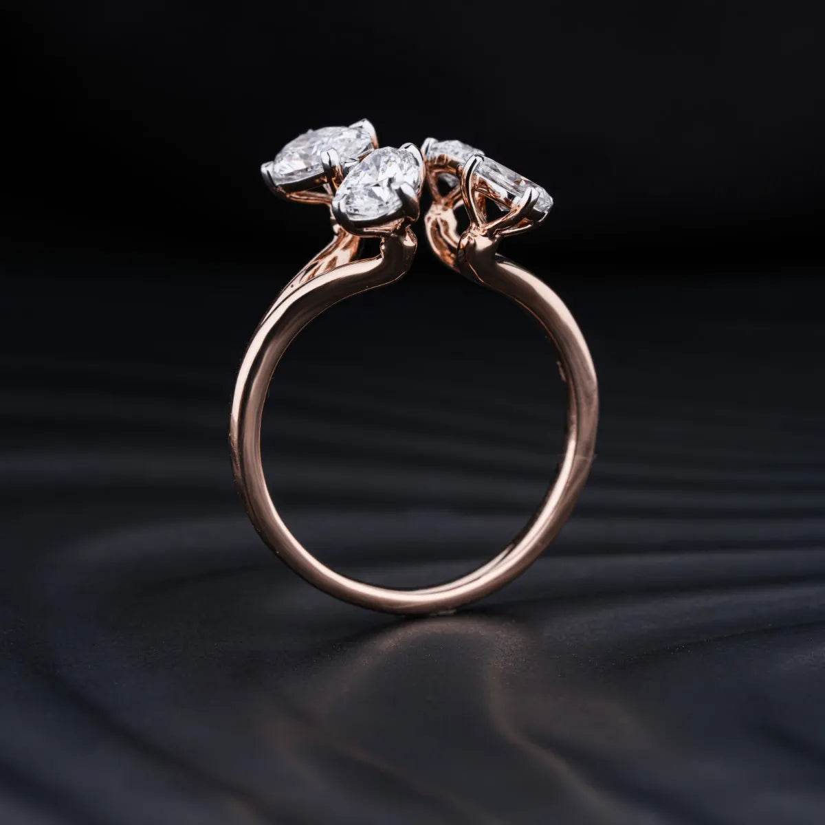 0.75 CT Pear Shaped Moissanite Four Stone Engagement Ring