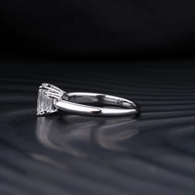 2.0 CT Emerald Cut Three Stone Moissanite Engagement Ring
