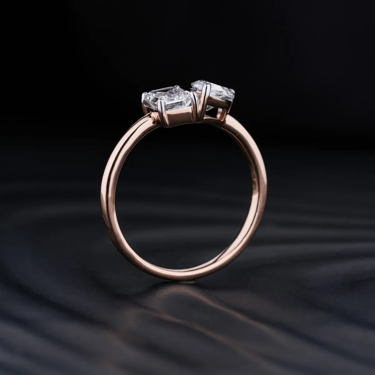 1.5 CT Emerald & Pear Shaped Moissanite Two Stone Engagement Ring