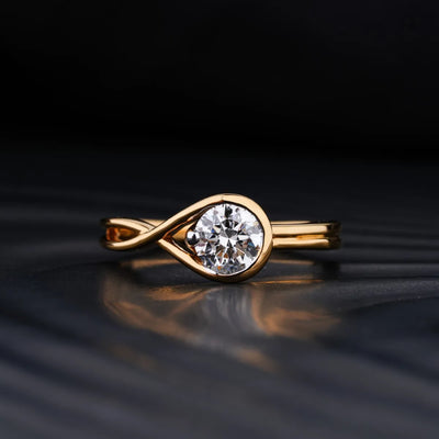 0.75 CT Round Cut Moissanite Diamond Unique Engagement Ring