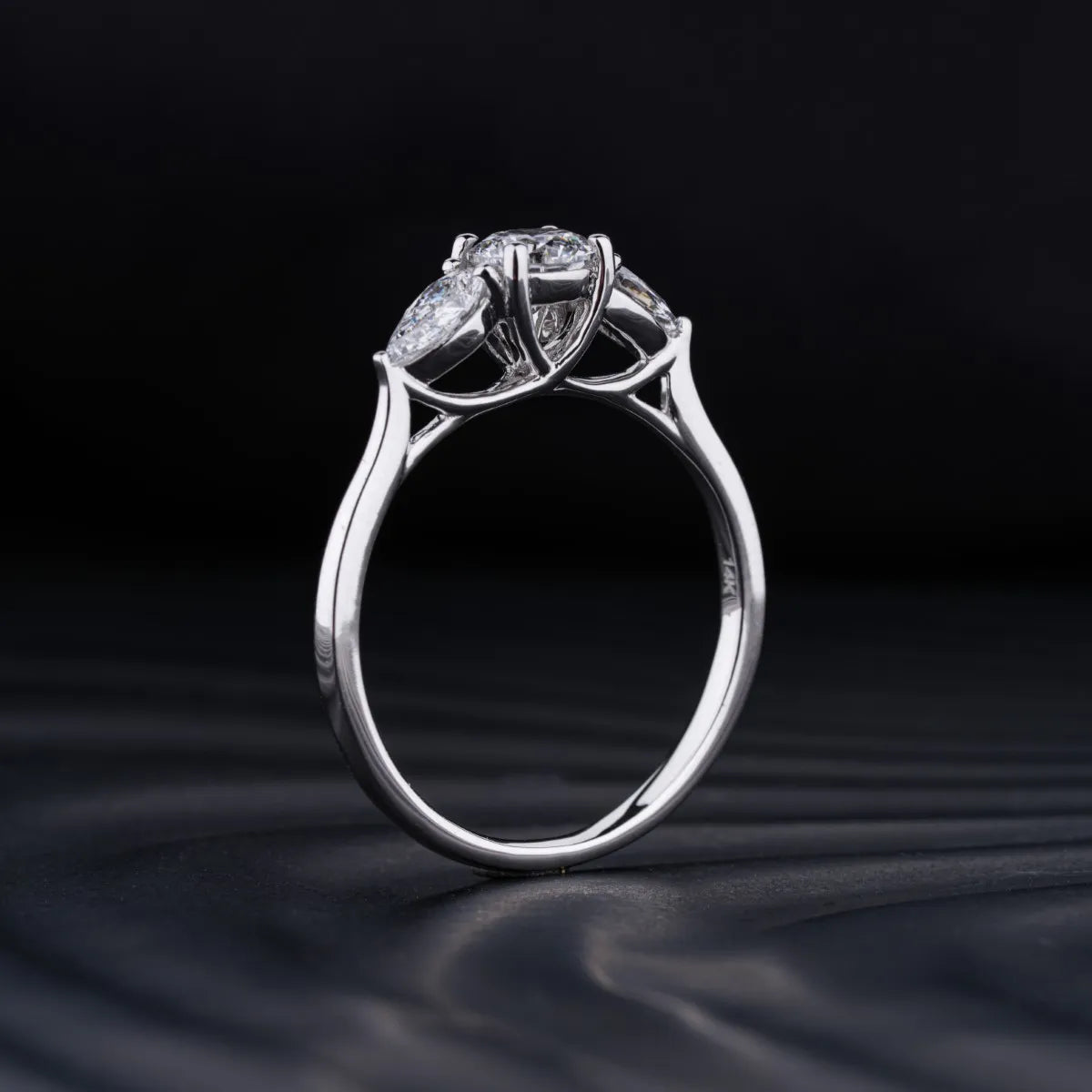 1.0 CT Round Cut Moissanite Three Stone Engagement Ring