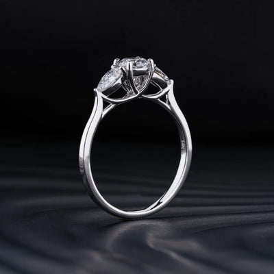 1.0 CT Round Cut Moissanite Three Stone Engagement Ring