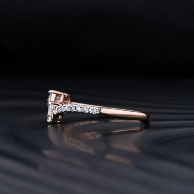 0.75 CT Heart Cut Pave Moissanite Two Stone Engagement Ring