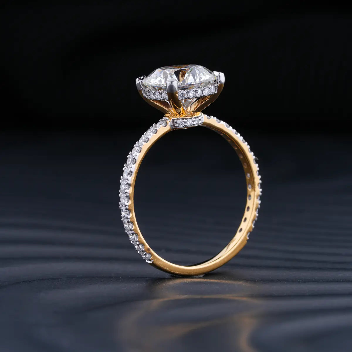 4.0 CT Round Cut Hidden Halo Moissanite Diamond Pave Engagement Ring