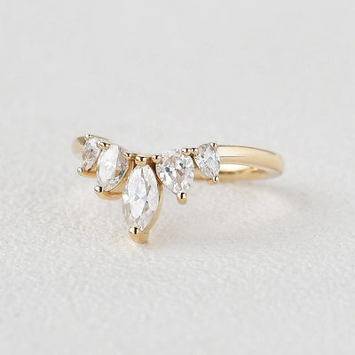 marquise-and-pear-cut-cluster-moissanite-wedding-band