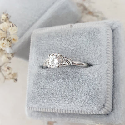 0.50 CT Round Milgrain Style F/VS1 Lab Grown Diamond Engagement Ring