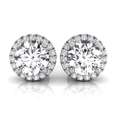 1.0CT Round Cut Halo Moissanite Stud Diamond Earrings For Women