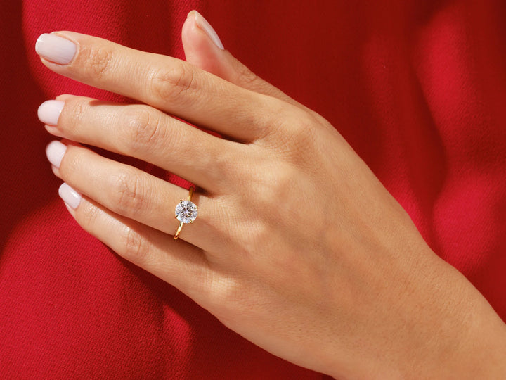 1.0CT Solitaire Round Cut Diamond Moissanite Engagement Ring