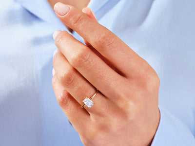 1.50CT Emerald Diamond Solitaire Moissanite Engagement Ring