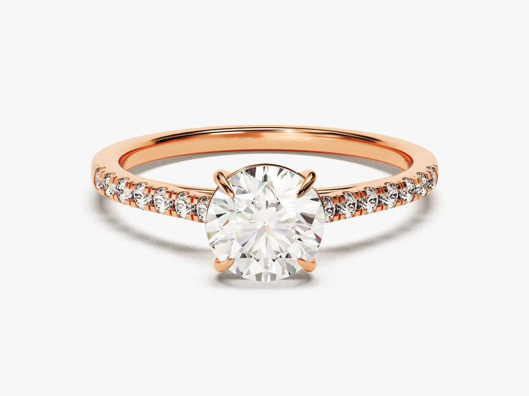 1.0CT Round Brilliant Diamond Pave Setting Moissanite Engagement Ring