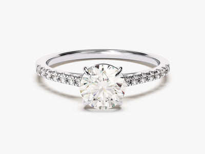 1.0CT Round Brilliant Diamond Pave Setting Moissanite Engagement Ring