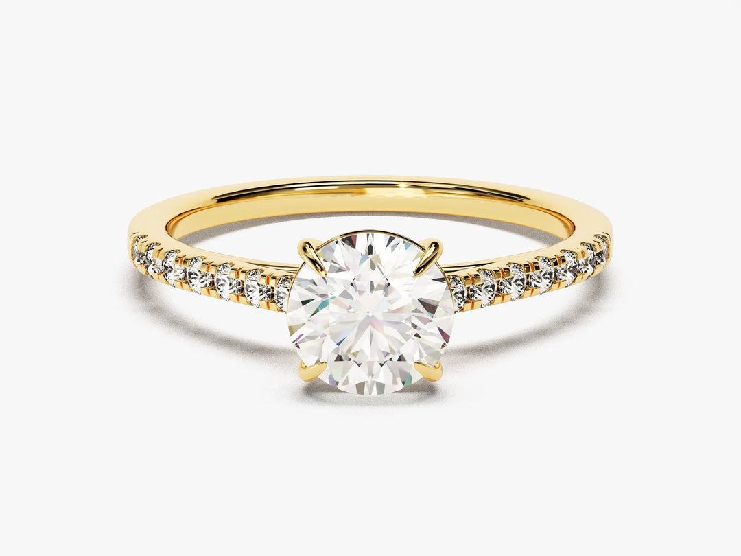 1.0CT Round Brilliant Diamond Pave Setting Moissanite Engagement Ring