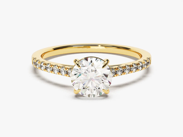 1.0CT Round Brilliant Diamond Pave Setting Moissanite Engagement Ring