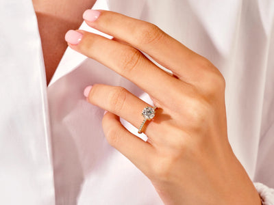 1.50CT Round Cut Diamond Pave Setting Moissanite Engagement Ring